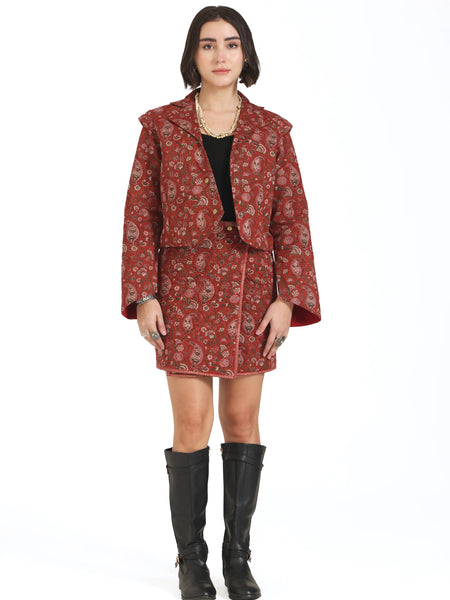 Close Enough Quilted Mini Skirt in Red