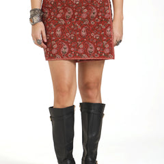 Close Enough Quilted Mini Skirt in Red