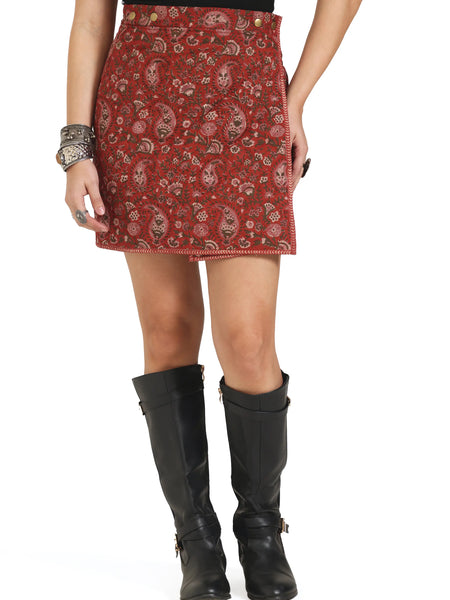 Close Enough Quilted Mini Skirt in Red