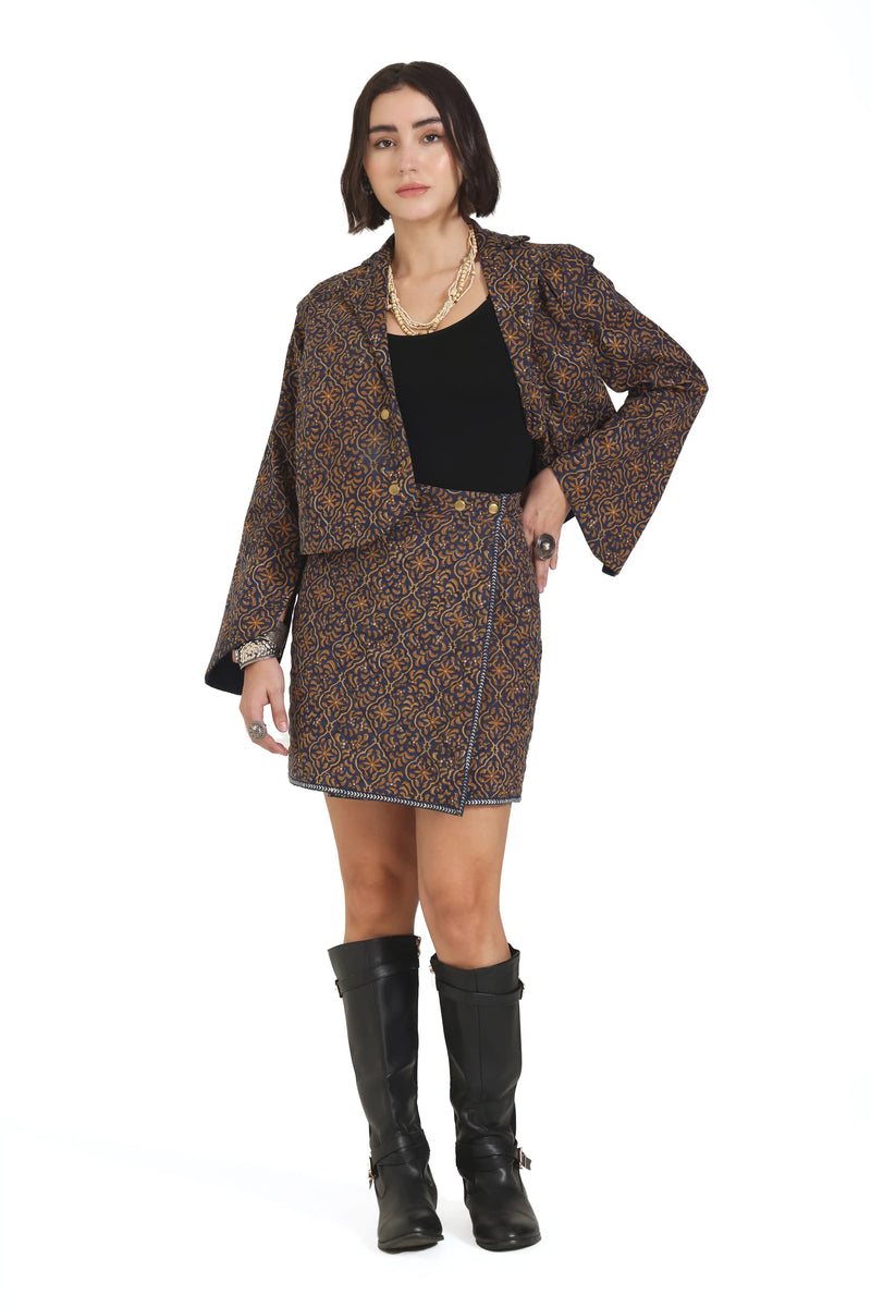 Close Enough Quilted Mini Skirt in Blue