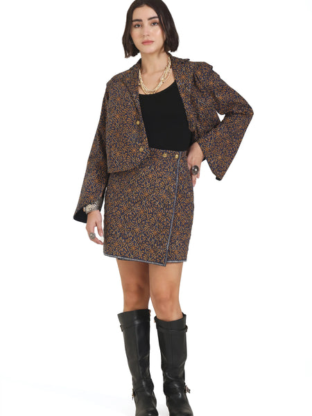 Close Enough Quilted Mini Skirt in Blue