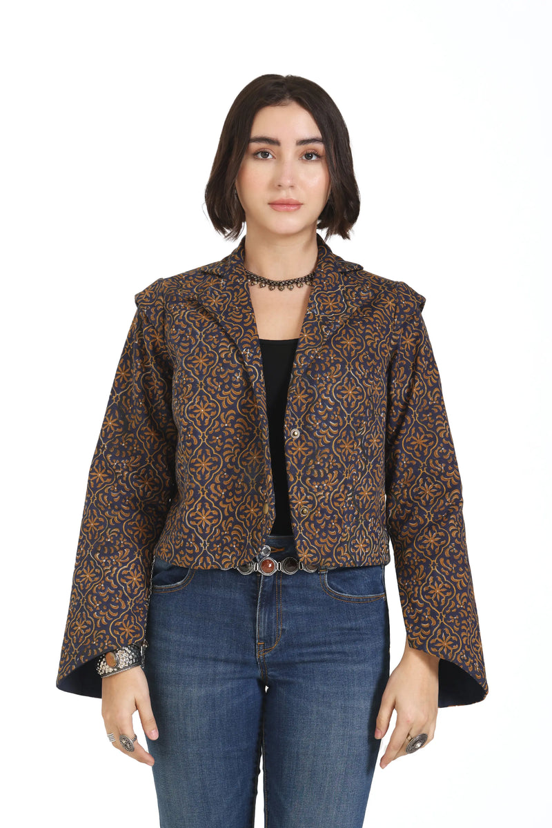 Still Kinda Here Crop Jacket In Blue