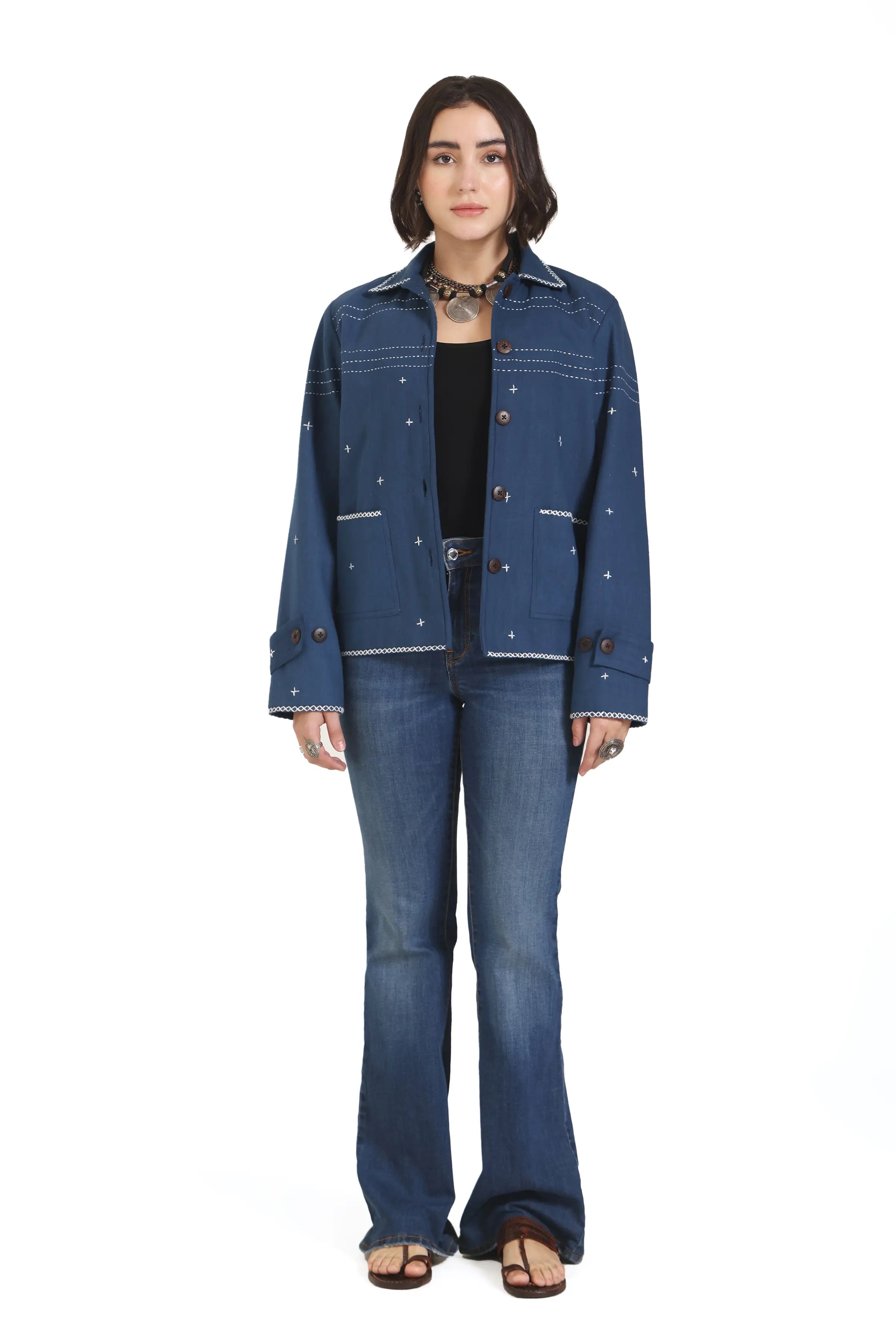Kala Cotton Kantha Embroidered Jacket