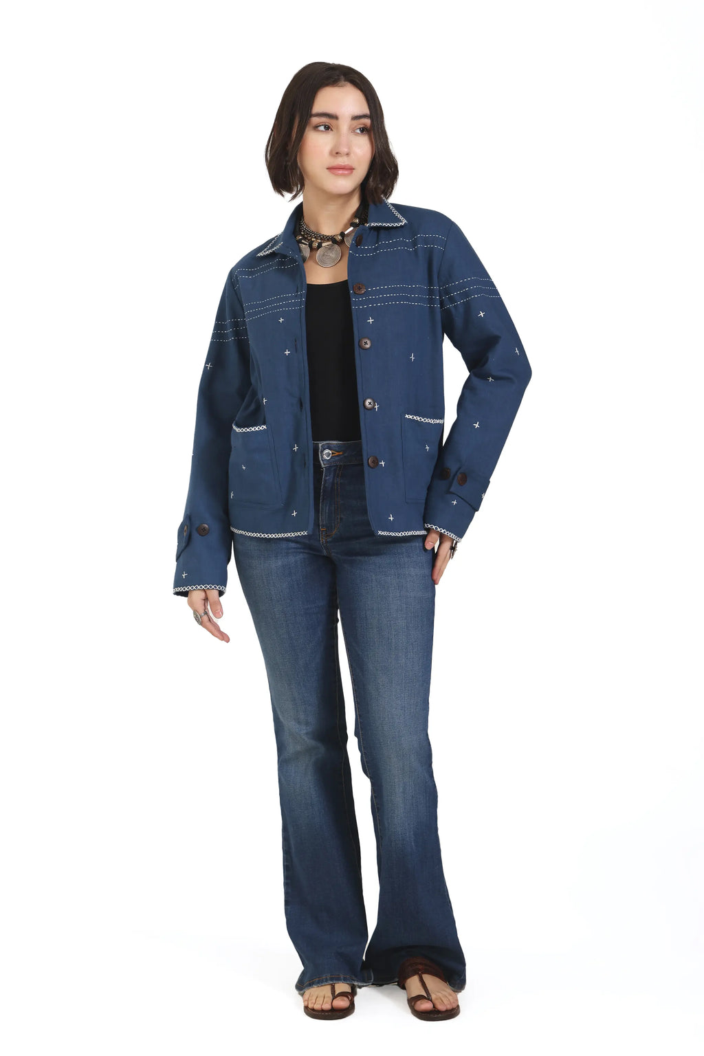 Kala Cotton Kantha Embroidered Jacket