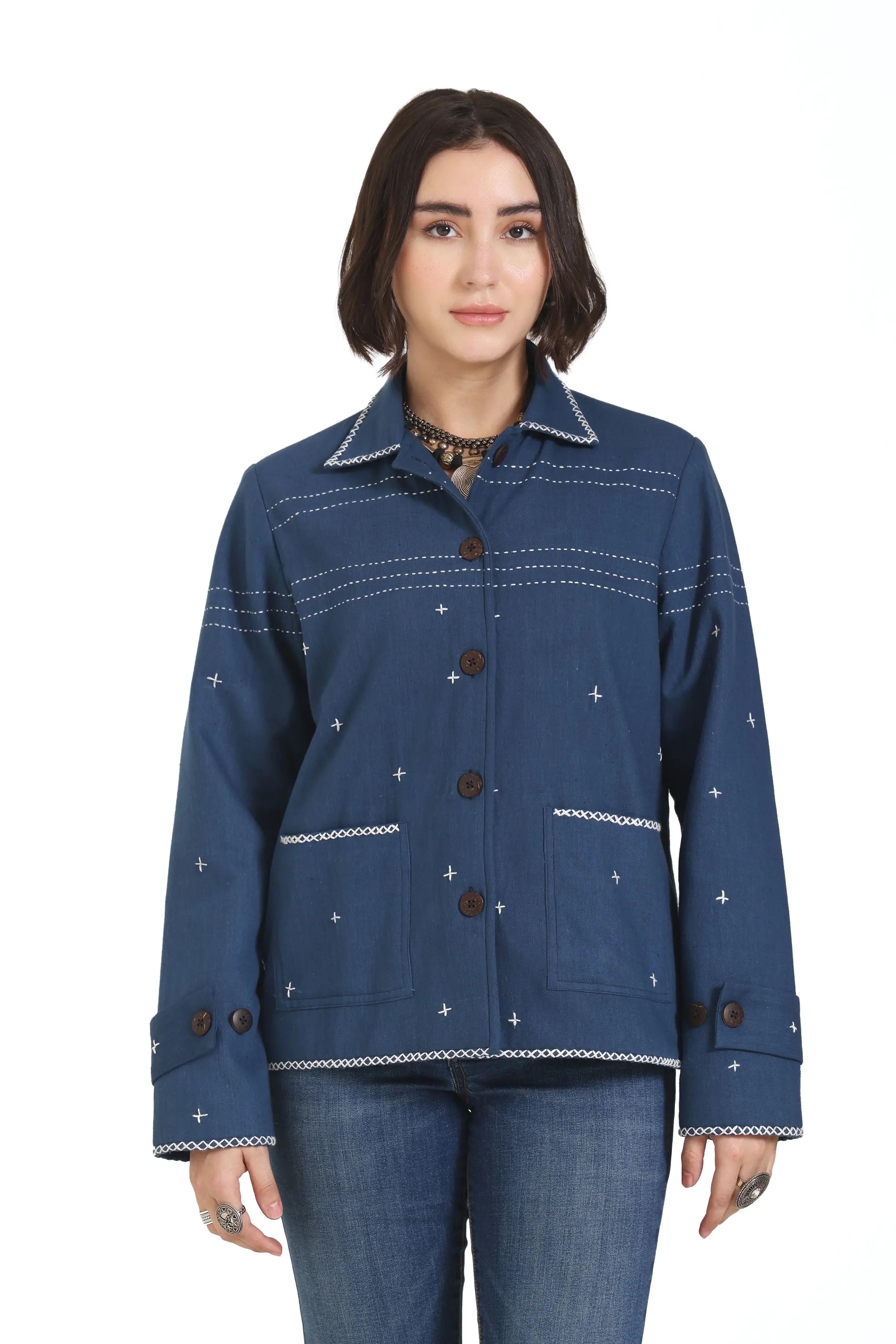 Kala Cotton Kantha Embroidered Jacket