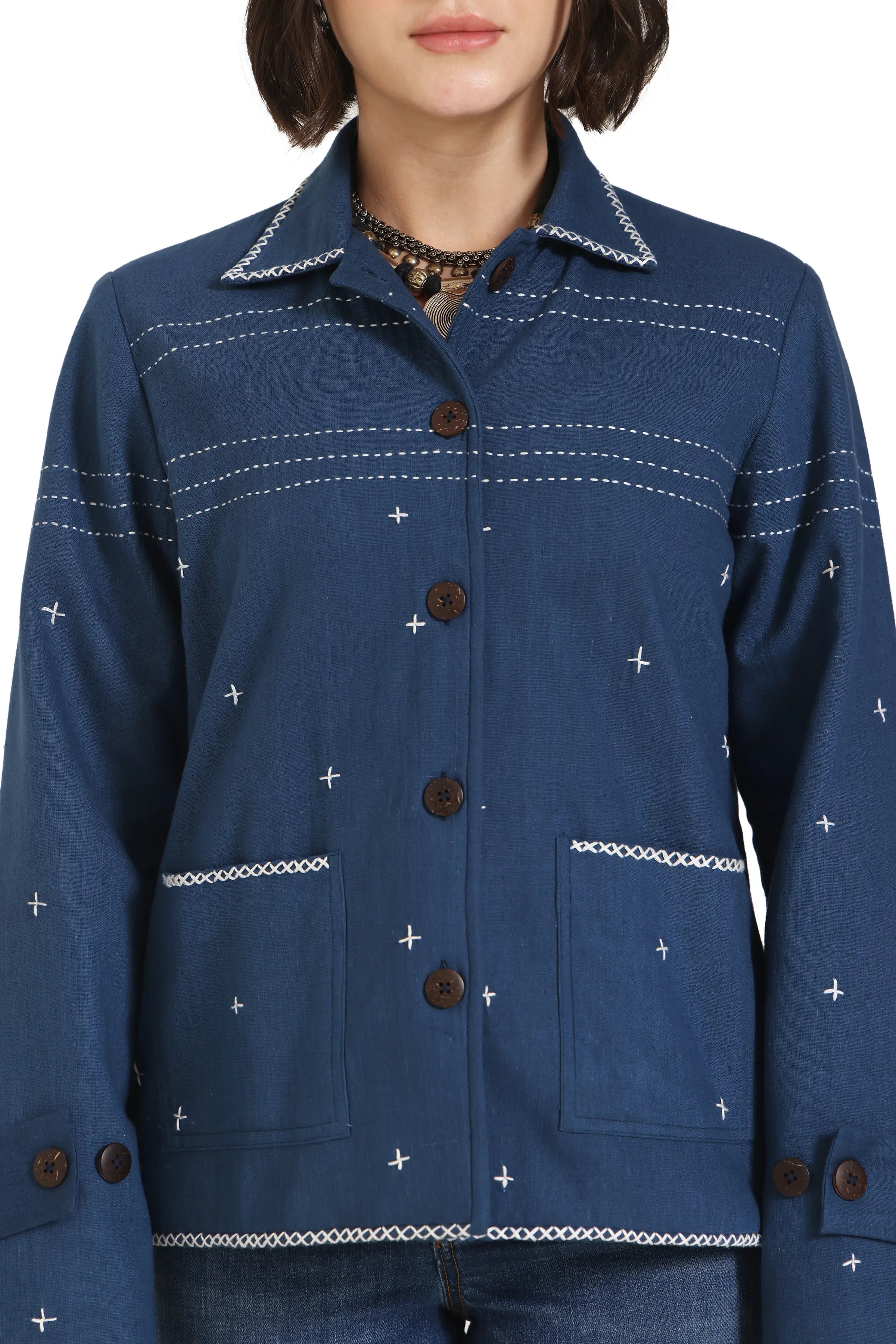 Kala Cotton Kantha Embroidered Jacket