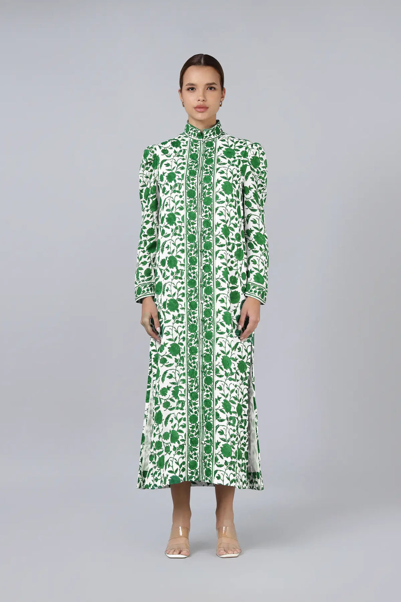 Heera Shirt Dress- Green
