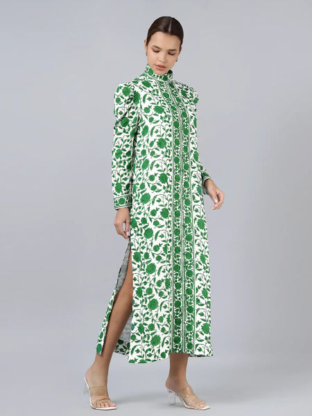 Heera Shirt Dress- Green