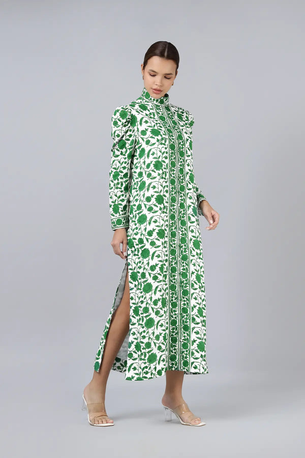 Heera Shirt Dress- Green