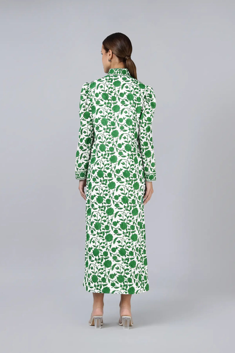 Heera Shirt Dress- Green