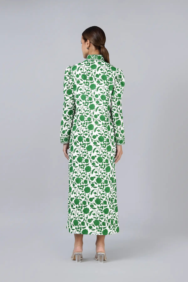 Heera Shirt Dress- Green
