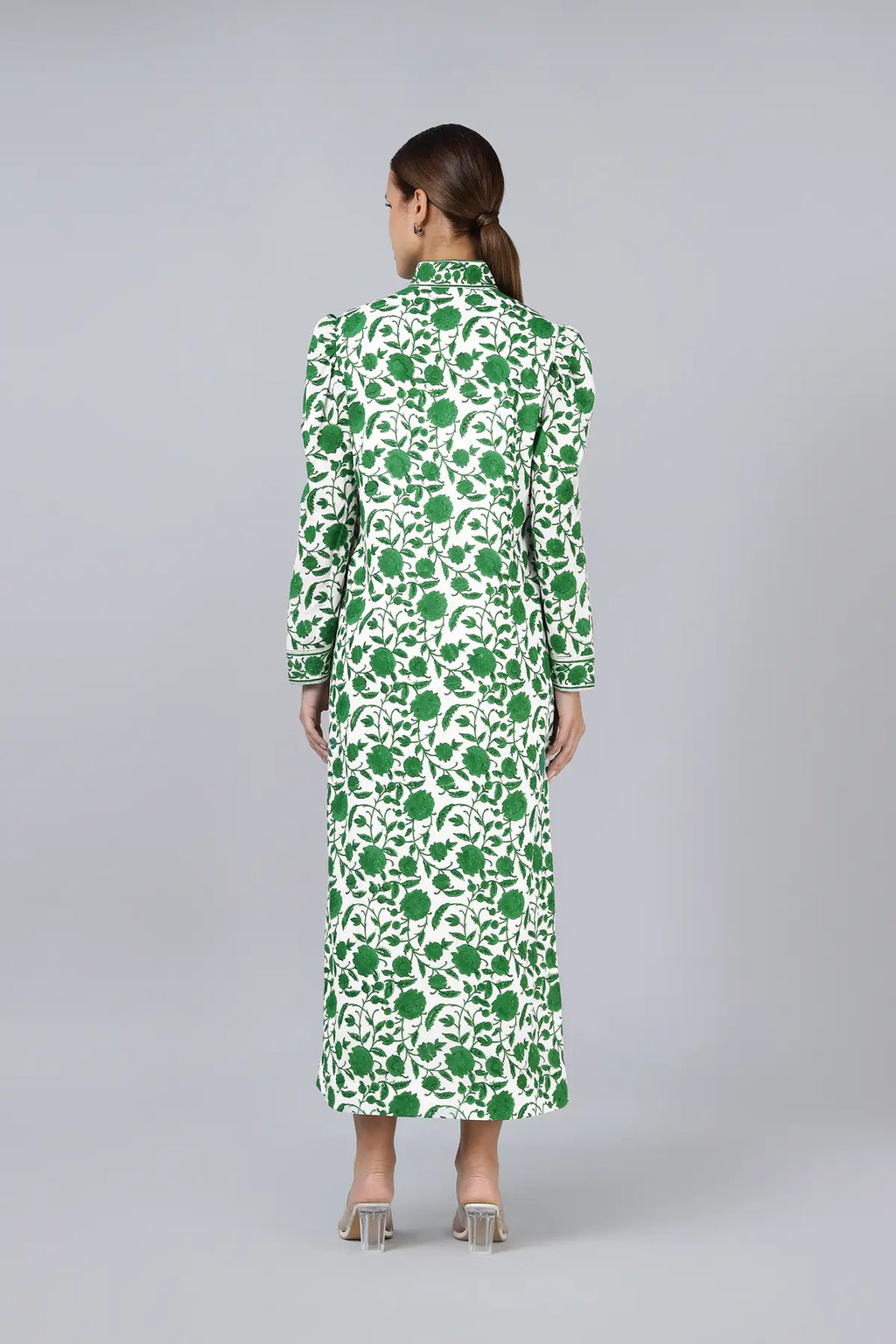 Heera Shirt Dress- Green