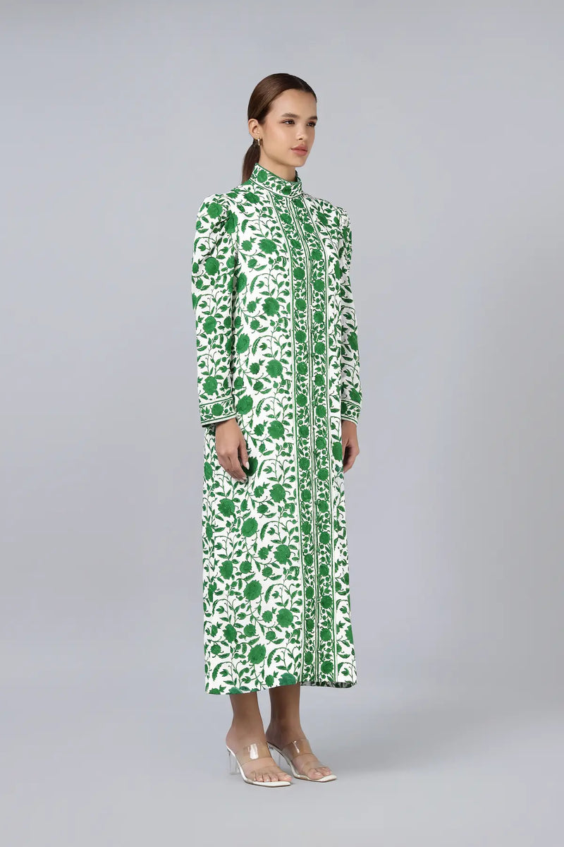 Heera Shirt Dress- Green