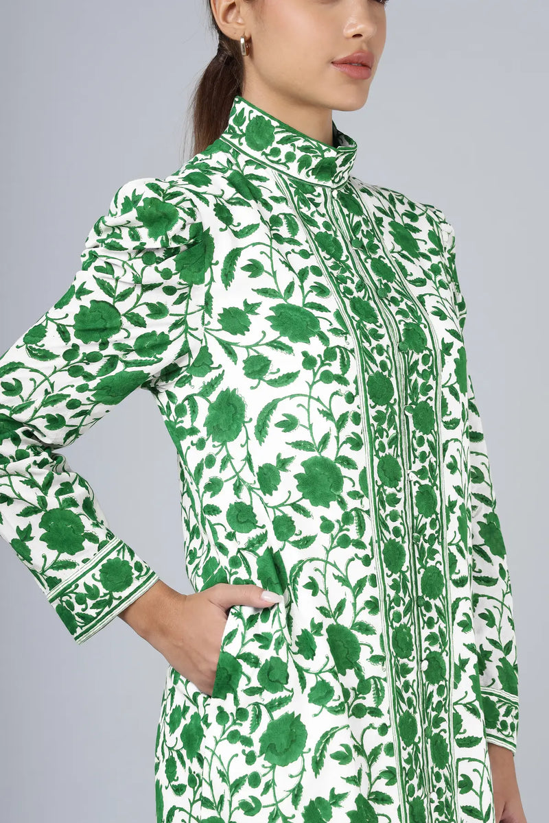 Heera Shirt Dress- Green