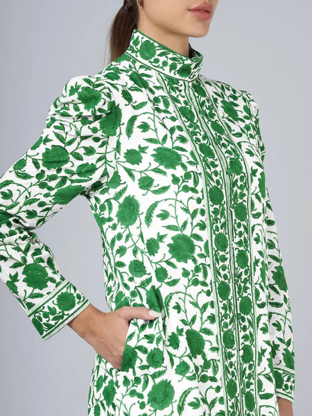 Heera Shirt Dress- Green