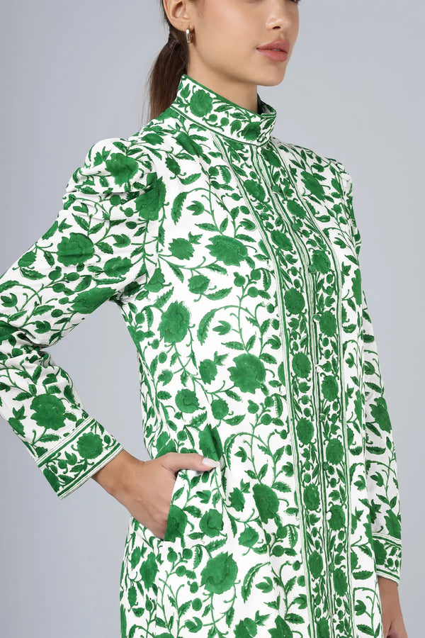 Heera Shirt Dress- Green