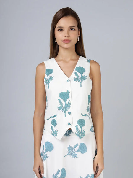 Tilo Waistcoat- Teal Blue