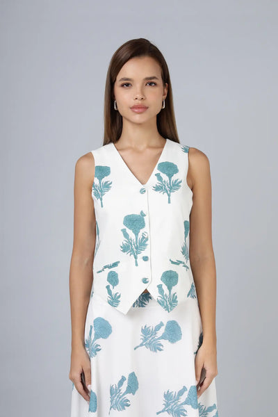 Tilo Waistcoat- Teal Blue