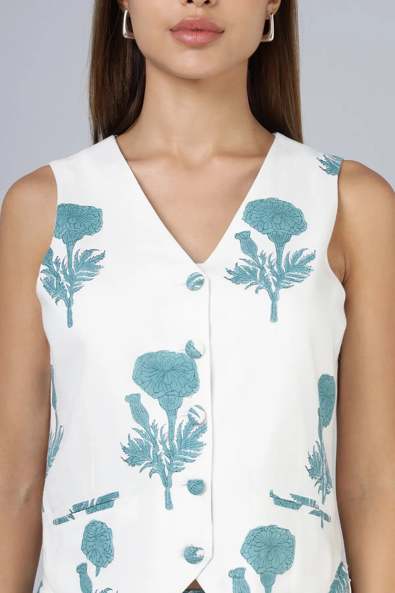 Tilo Waistcoat- Teal Blue