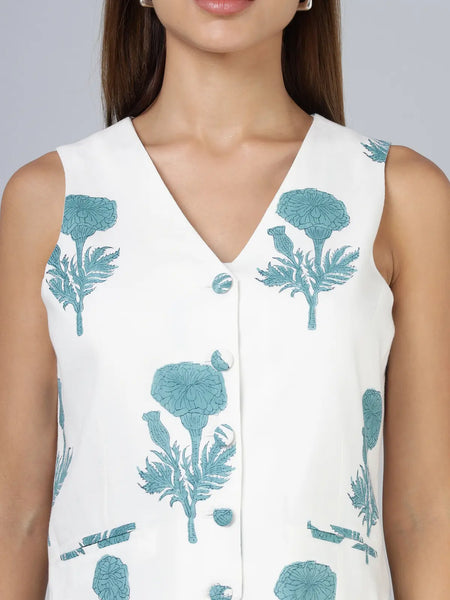 Tilo Waistcoat- Teal Blue