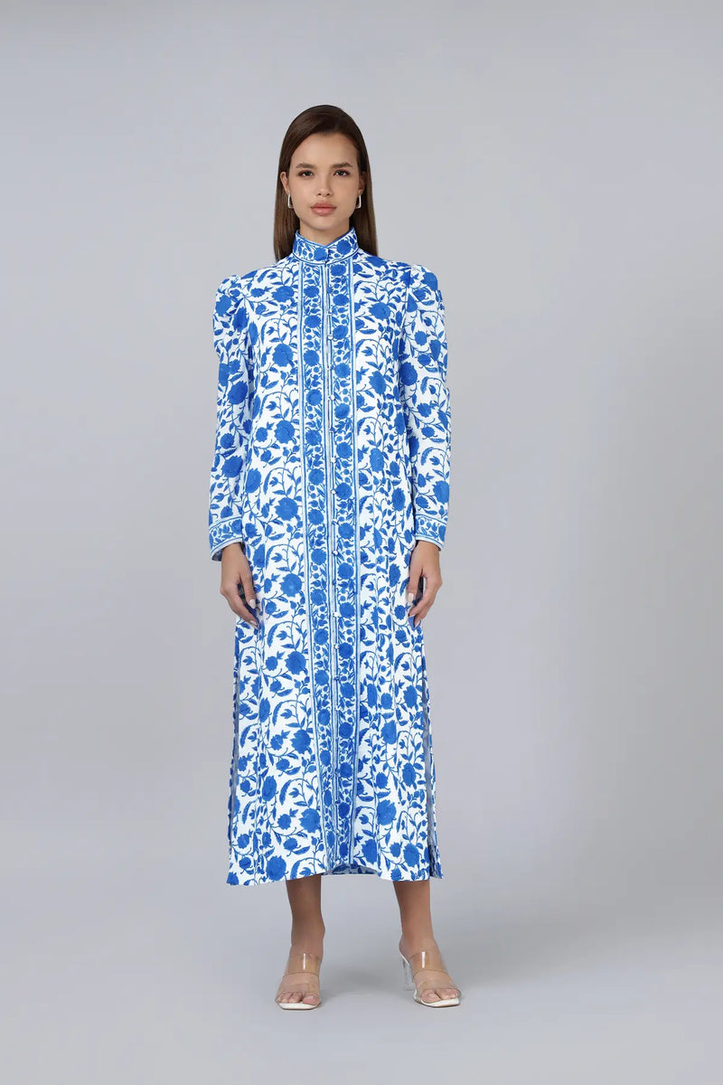 Heera Shirt Dress- Blue