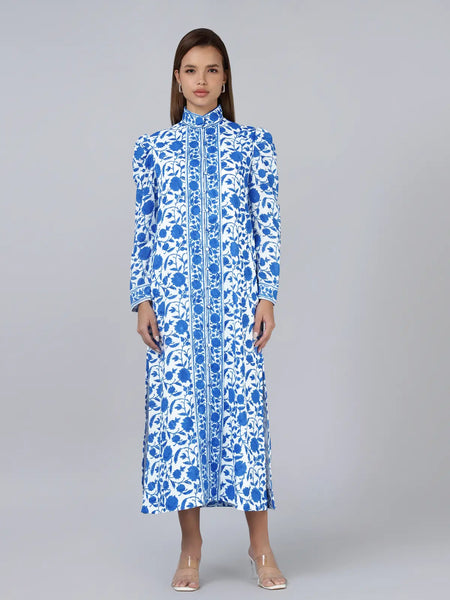 Heera Shirt Dress- Blue