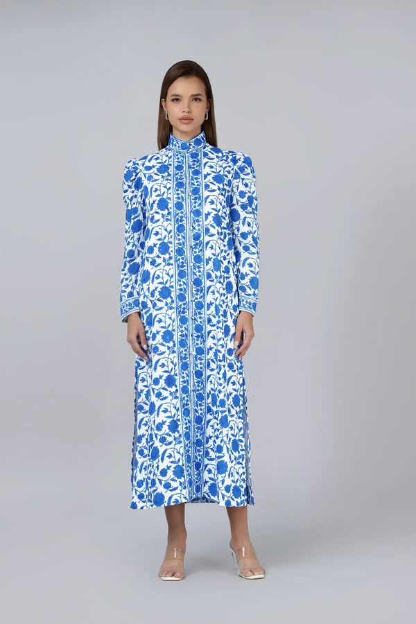 Heera Shirt Dress- Blue