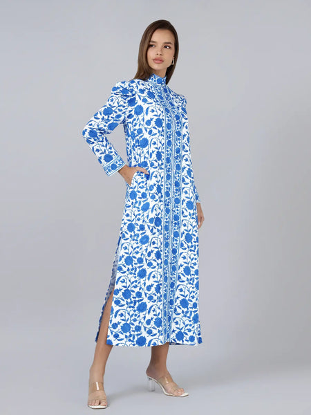 Heera Shirt Dress- Blue
