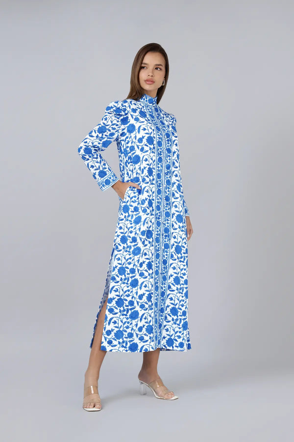 Heera Shirt Dress- Blue