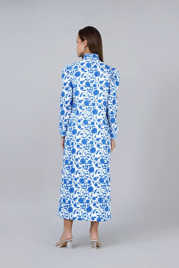 Heera Shirt Dress- Blue
