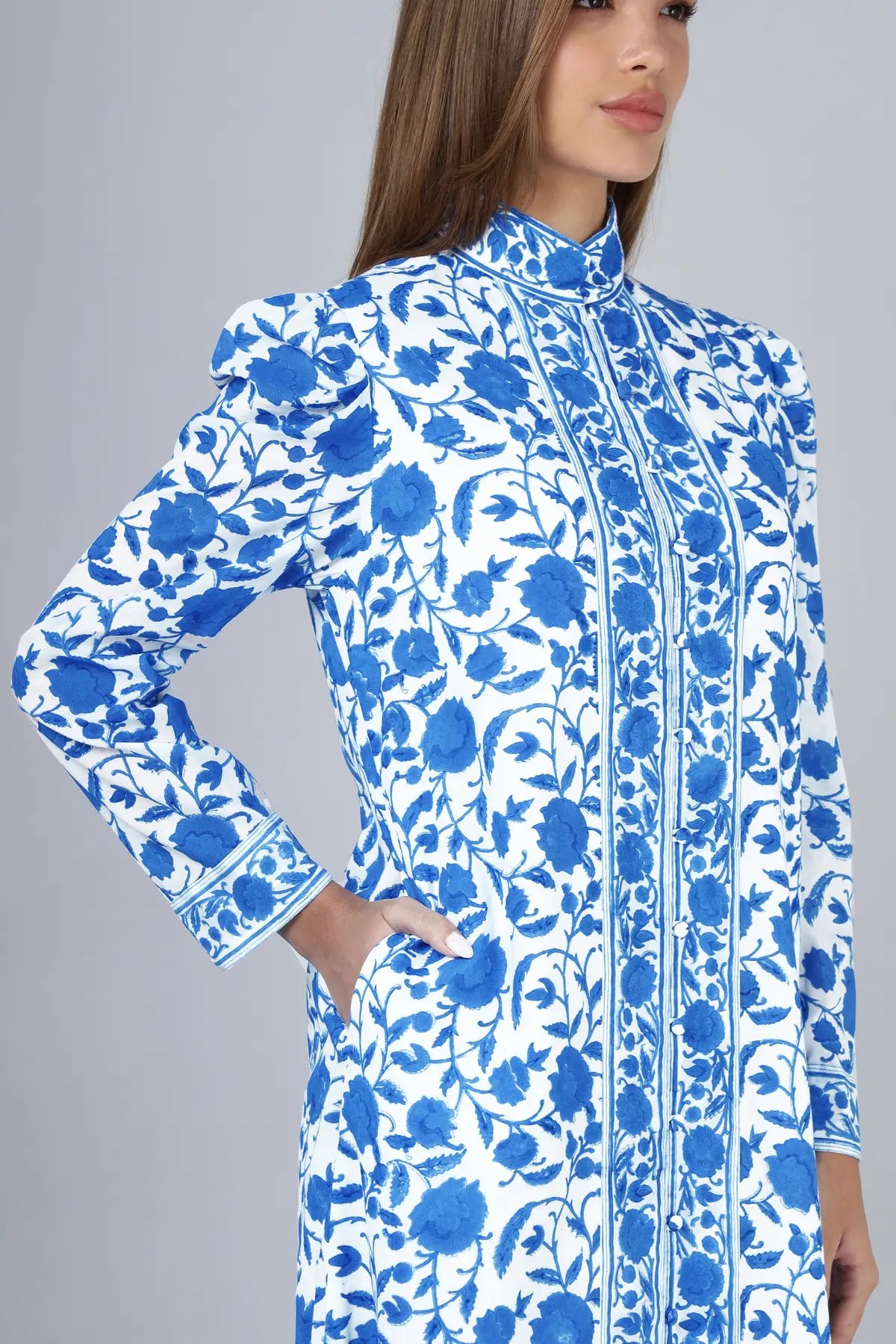 Heera Shirt Dress- Blue