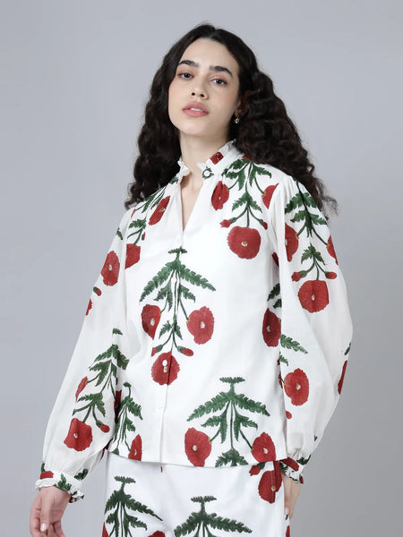 Geeta Shirt- Maroon Poppy