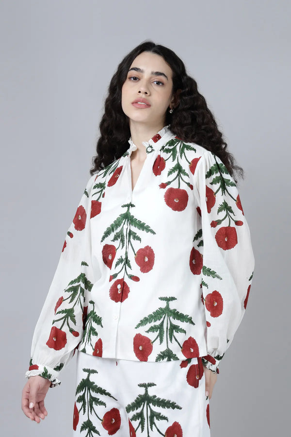 Geeta Shirt- Maroon Poppy