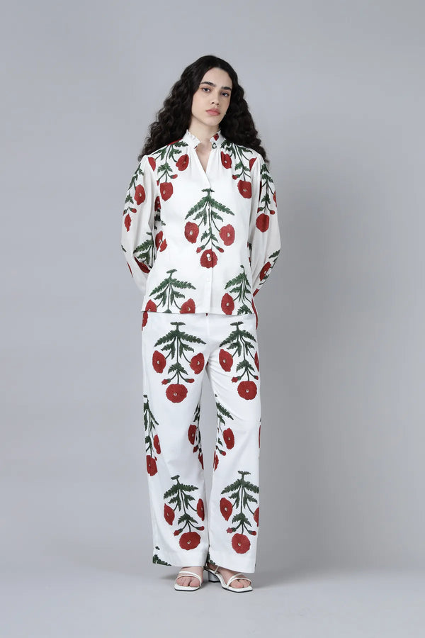 Geeta Shirt- Maroon Poppy