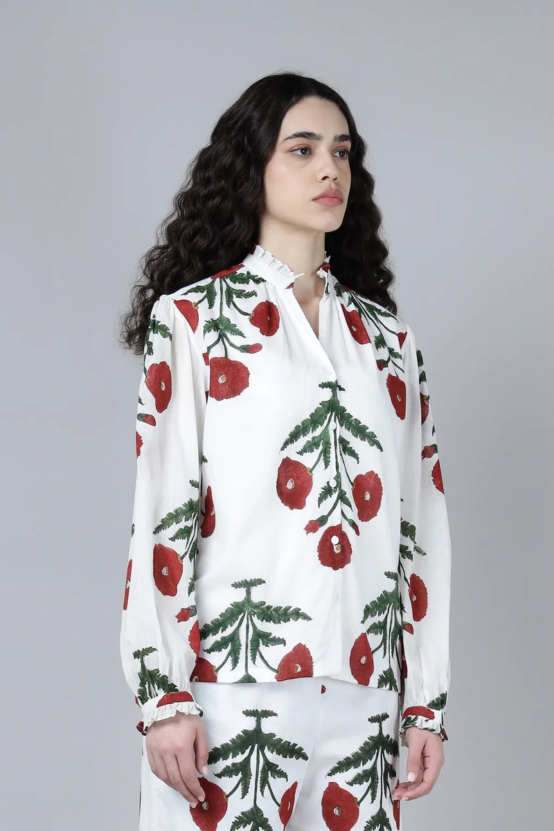 Geeta Shirt- Maroon Poppy
