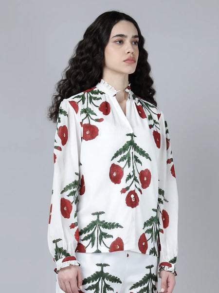 Geeta Shirt- Maroon Poppy