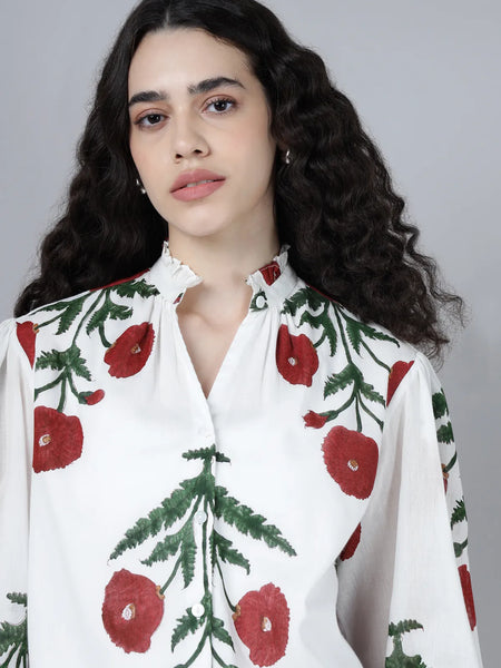 Geeta Shirt- Maroon Poppy