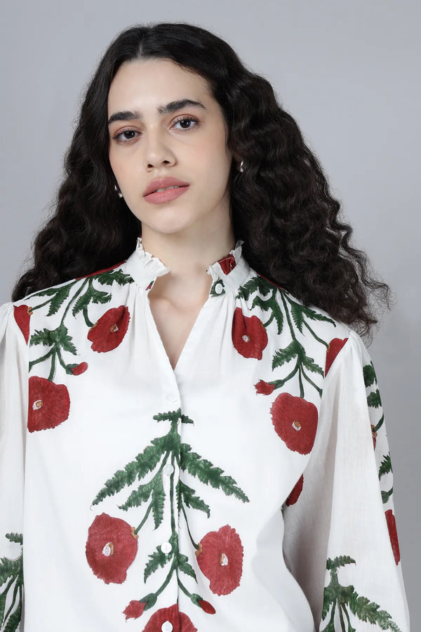 Geeta Shirt- Maroon Poppy