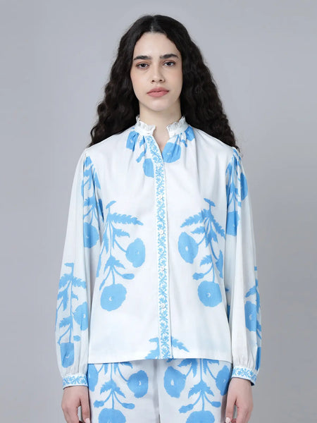 Geeta Shirt- Sky Blue Poppy