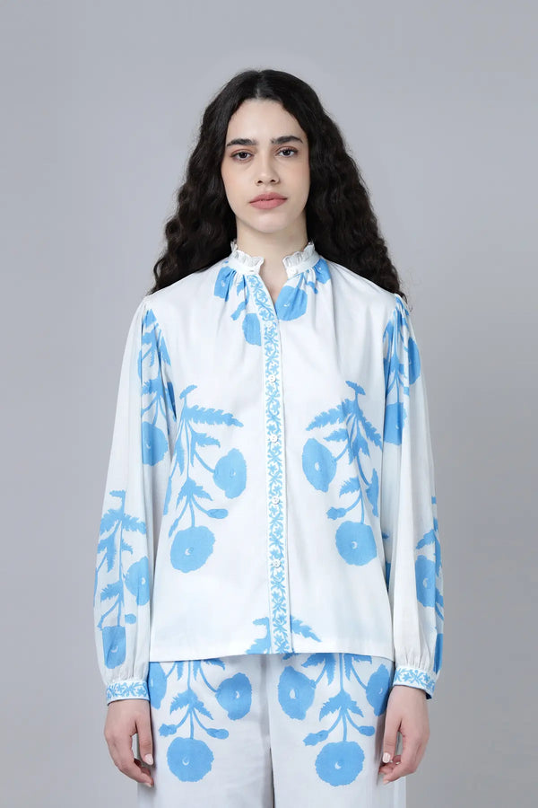 Geeta Shirt- Sky Blue Poppy