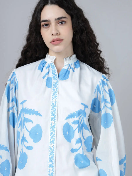 Geeta Shirt- Sky Blue Poppy