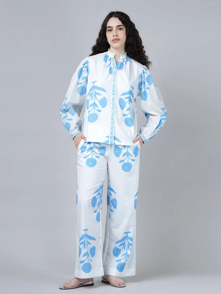 Geeta Shirt- Sky Blue Poppy