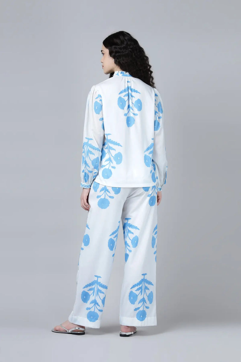 Geeta Shirt- Sky Blue Poppy
