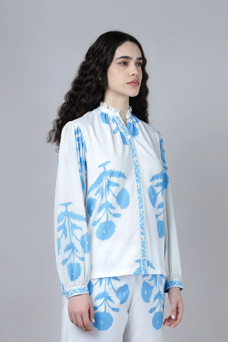 Geeta Shirt- Sky Blue Poppy