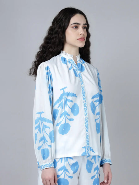 Geeta Shirt- Sky Blue Poppy
