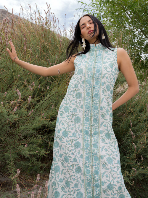 Heera Sleeveless Dress - Blue
