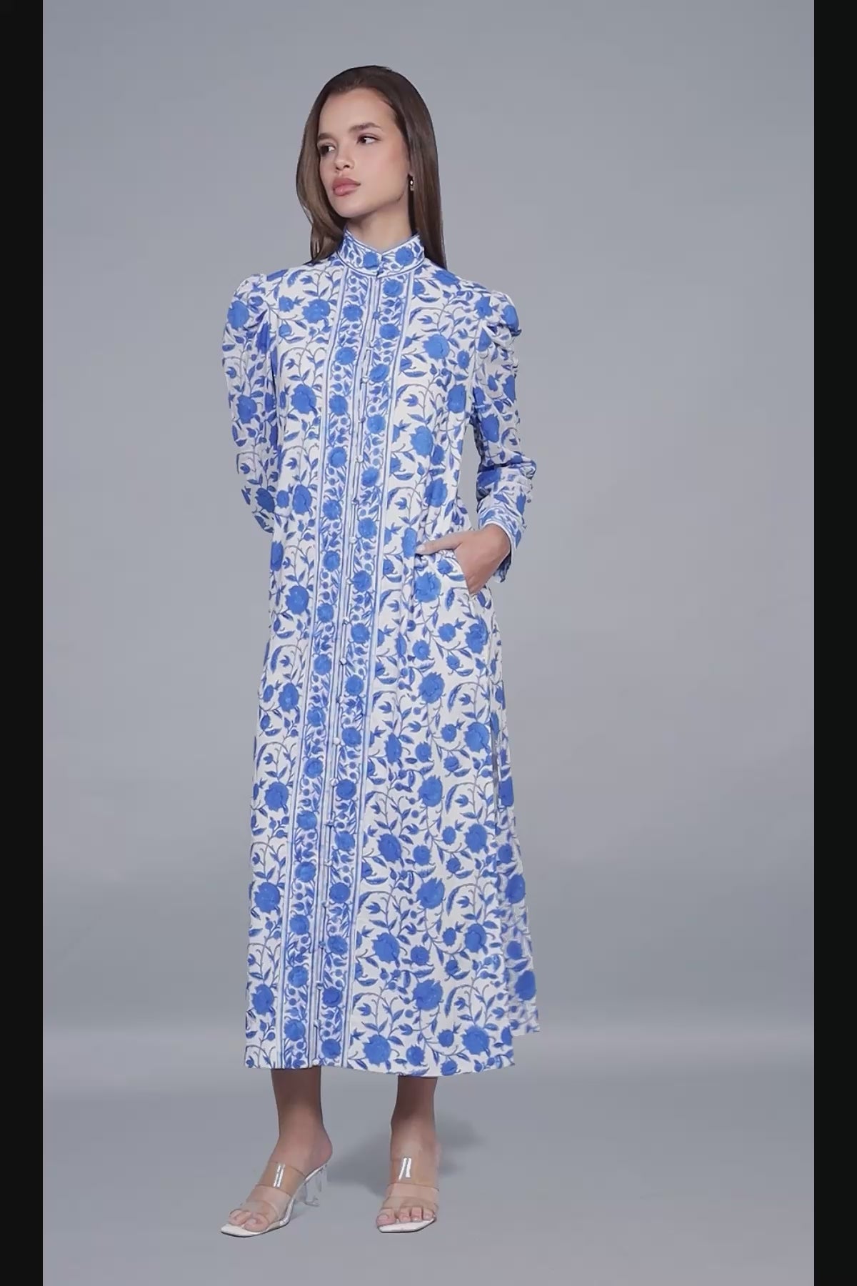 Heera Shirt Dress- Blue